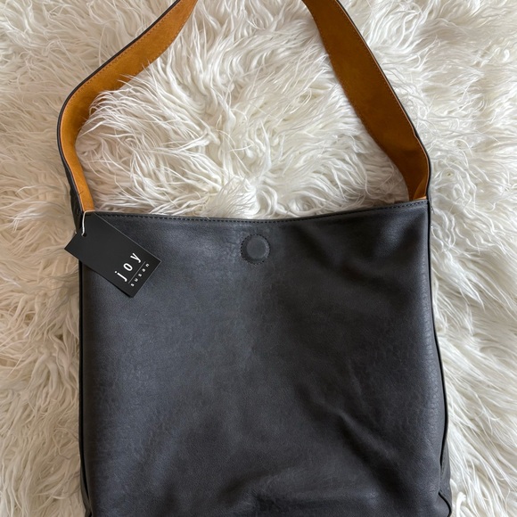 NWT Camel Brown - Charcoal Black Vegan Leather Joy Susan Women's Bag - Picture 3 of 10